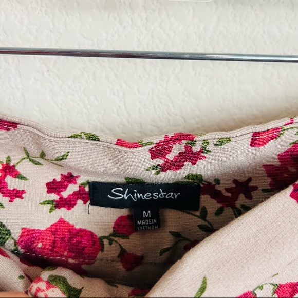 Brown & Pink Floral Tuxedo Button High Waisted Cuffed Shorts - Picture 8 of 8